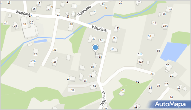 Meszna, Wspólna, 38a, mapa Meszna