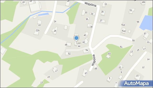 Meszna, Wspólna, 46, mapa Meszna