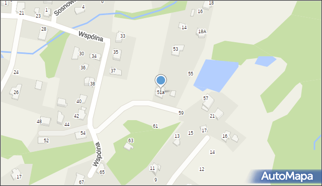 Meszna, Wspólna, 51a, mapa Meszna