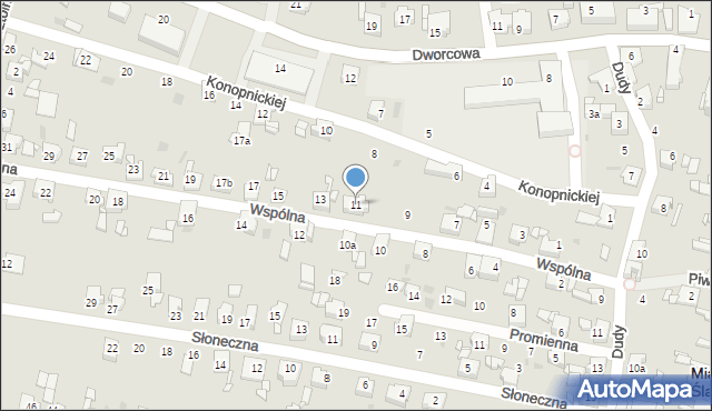 Miasteczko Śląskie, Wspólna, 11, mapa Miasteczko Śląskie