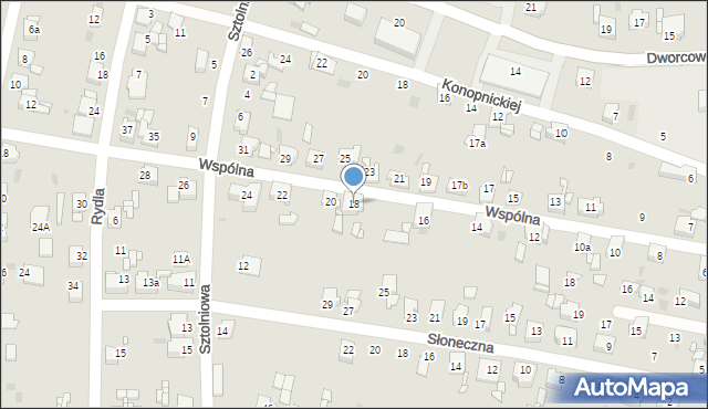 Miasteczko Śląskie, Wspólna, 18, mapa Miasteczko Śląskie