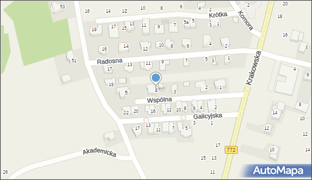 Michałowice, Wspólna, 4, mapa Michałowice