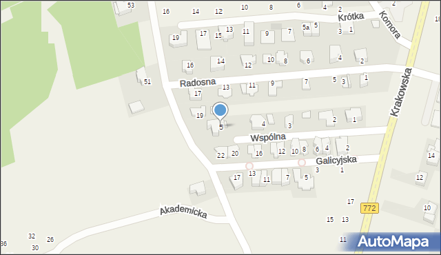 Michałowice, Wspólna, 5, mapa Michałowice