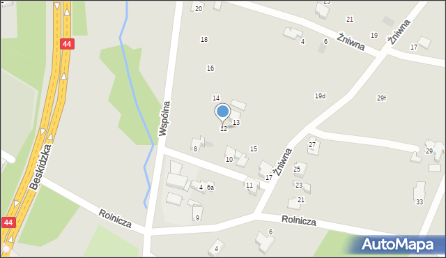 Mikołów, Wspólna, 12, mapa Mikołów
