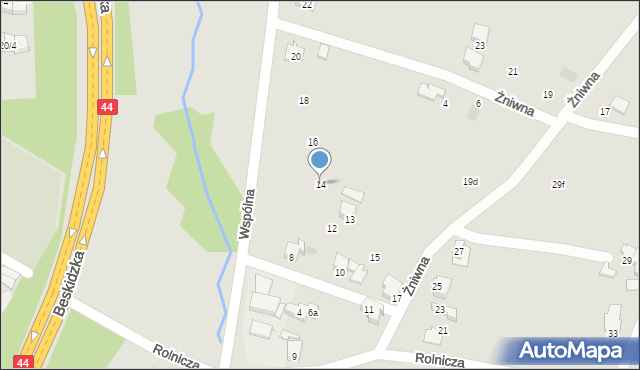 Mikołów, Wspólna, 14, mapa Mikołów