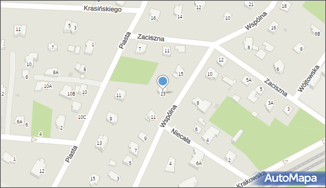 Milanówek, Wspólna, 13, mapa Milanówek