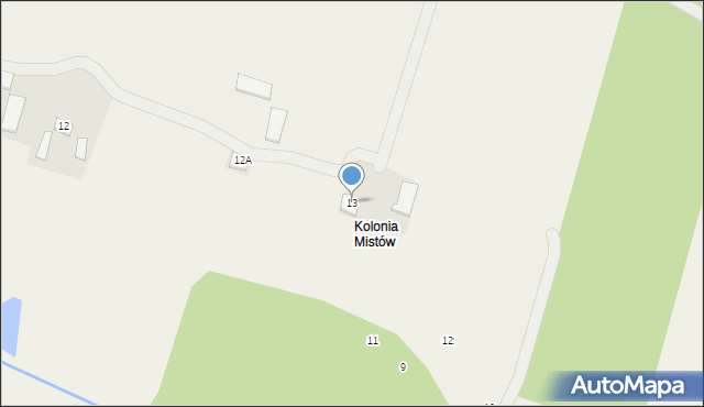 Mistów, Wschodnia, 13, mapa Mistów