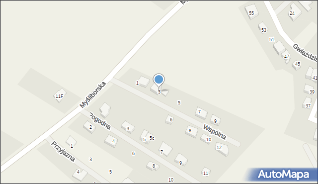 Moczkowo, Wspólna, 3, mapa Moczkowo