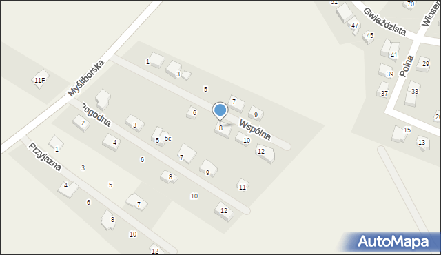 Moczkowo, Wspólna, 8, mapa Moczkowo