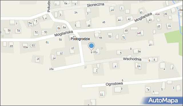Mogilany, Wschodnia, 7, mapa Mogilany