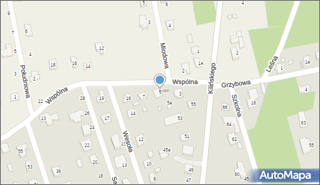 Mrozy, Wspólna, 5, mapa Mrozy
