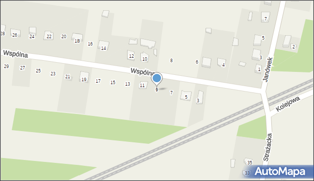 Mysłaków, Wspólna, 9, mapa Mysłaków