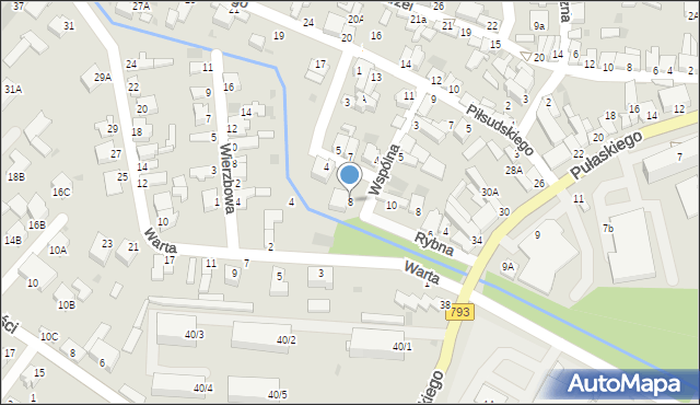 Myszków, Wspólna, 8, mapa Myszków