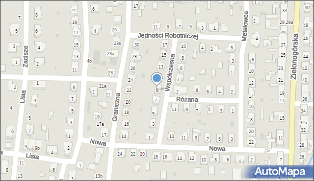 Nowa Sól, Współczesna, 9, mapa Nowa Sól