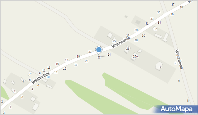 Nowe Wągrodno, Wschodnia, 22, mapa Nowe Wągrodno