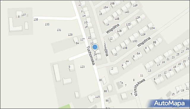 Nowy Tuchom, Wspólna, 1A, mapa Nowy Tuchom