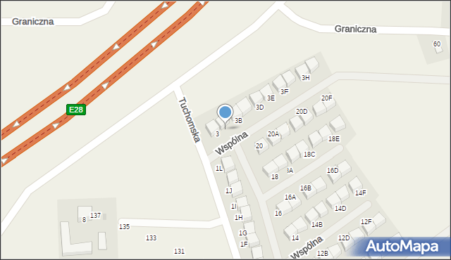 Nowy Tuchom, Wspólna, 3A, mapa Nowy Tuchom