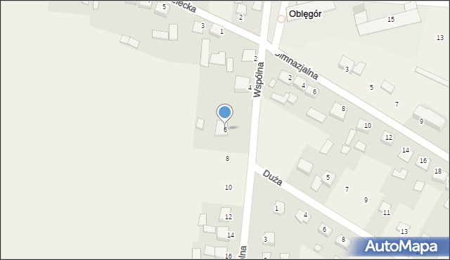 Oblęgór, Wspólna, 6, mapa Oblęgór
