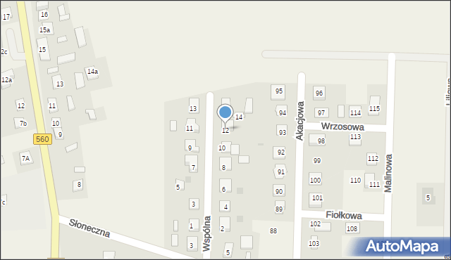 Osiek, Wspólna, 12, mapa Osiek