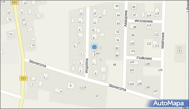Osiek, Wspólna, 4, mapa Osiek