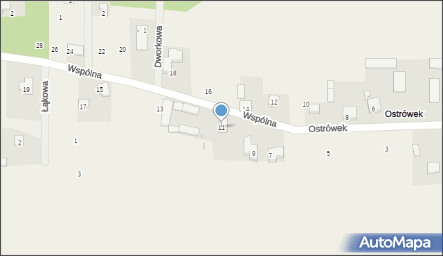 Ostrówek, Wspólna, 11, mapa Ostrówek
