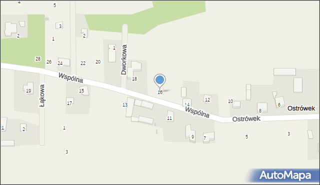 Ostrówek, Wspólna, 16, mapa Ostrówek
