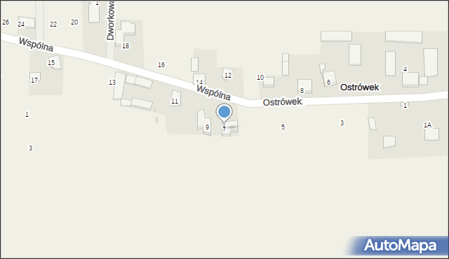 Ostrówek, Wspólna, 7, mapa Ostrówek