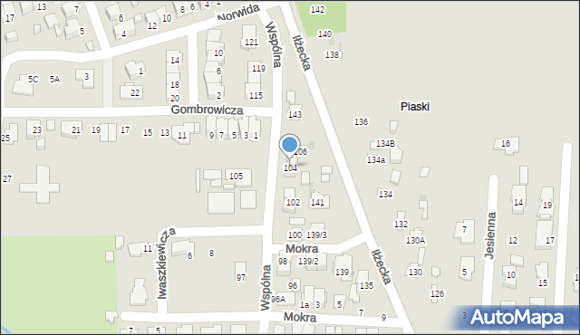 Ostrowiec Świętokrzyski, Wspólna, 104, mapa Ostrowiec Świętokrzyski