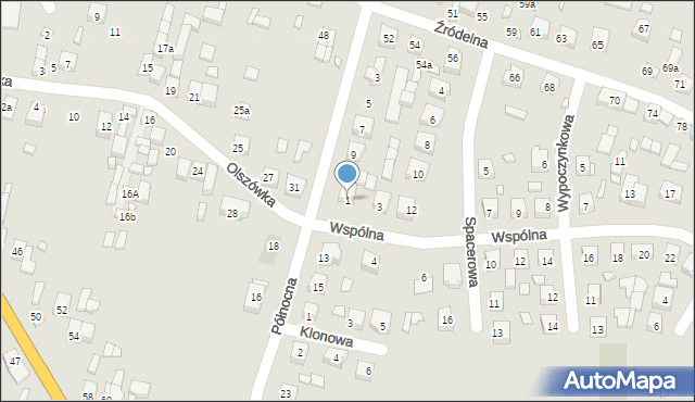Pajęczno, Wspólna, 1, mapa Pajęczno