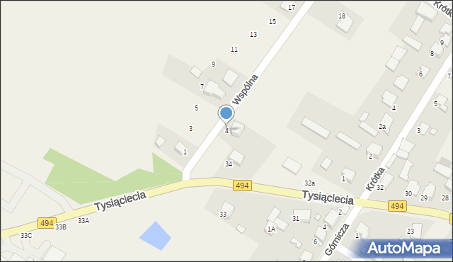 Panki, Wspólna, 4, mapa Panki