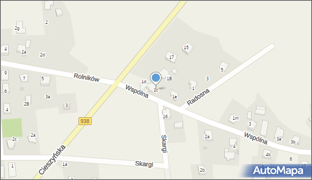 Pawłowice, Wspólna, 1c, mapa Pawłowice