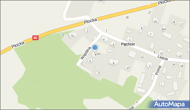 Pęchcin, Wspólna, 3, mapa Pęchcin