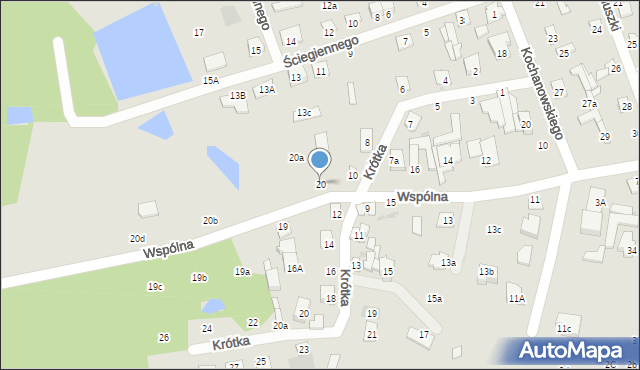Pionki, Wspólna, 20, mapa Pionki