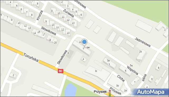 Przysiek, Wspólna, 1b, mapa Przysiek