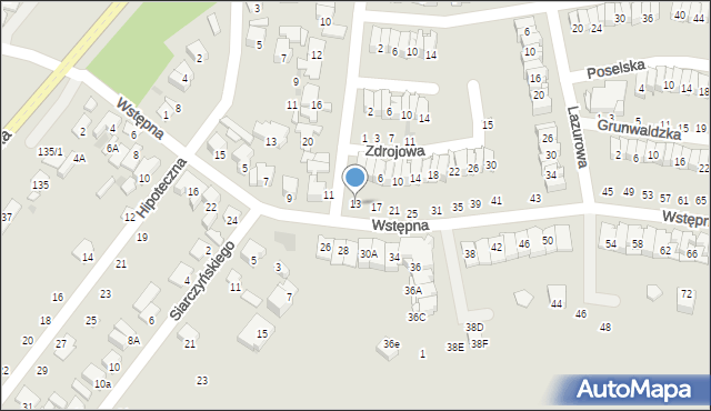 Radom, Wstępna, 13, mapa Radomia