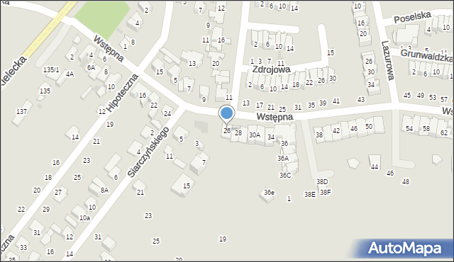 Radom, Wstępna, 26, mapa Radomia