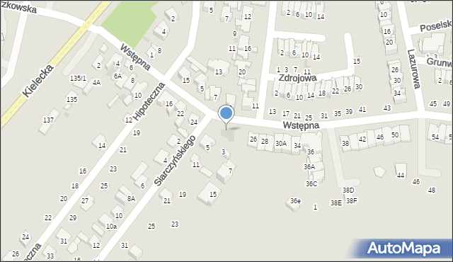 Radom, Wstępna, 26a, mapa Radomia