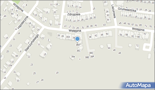 Radom, Wstępna, 36A, mapa Radomia