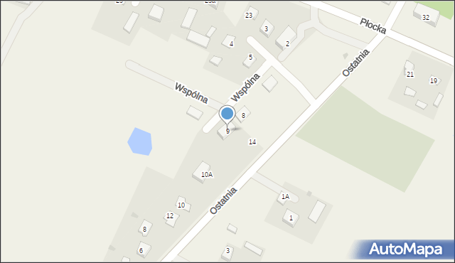 Radzanowo, Wspólna, 9, mapa Radzanowo