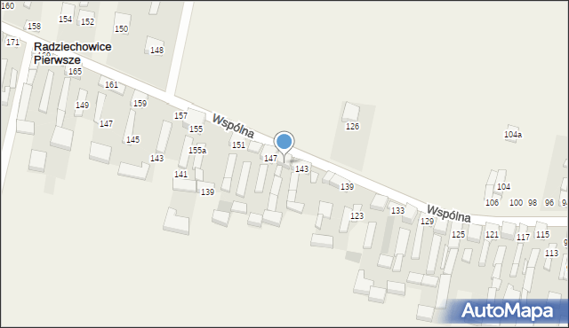 Radziechowice Pierwsze, Wspólna, 145, mapa Radziechowice Pierwsze