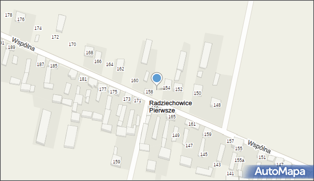 Radziechowice Pierwsze, Wspólna, 156, mapa Radziechowice Pierwsze