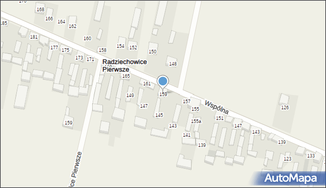 Radziechowice Pierwsze, Wspólna, 159, mapa Radziechowice Pierwsze