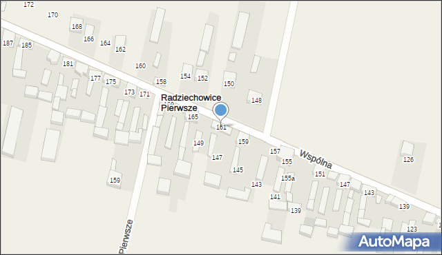 Radziechowice Pierwsze, Wspólna, 161, mapa Radziechowice Pierwsze