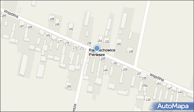 Radziechowice Pierwsze, Wspólna, 167, mapa Radziechowice Pierwsze