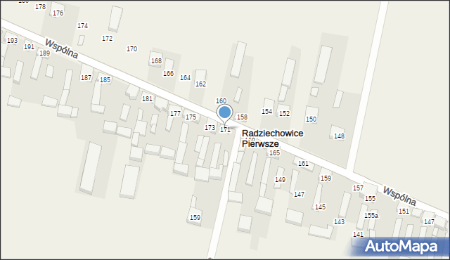 Radziechowice Pierwsze, Wspólna, 171, mapa Radziechowice Pierwsze
