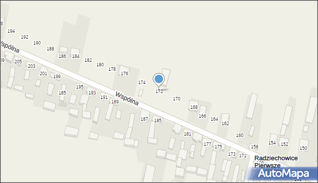 Radziechowice Pierwsze, Wspólna, 172, mapa Radziechowice Pierwsze