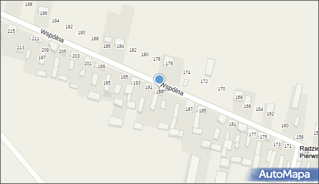 Radziechowice Pierwsze, Wspólna, 189, mapa Radziechowice Pierwsze