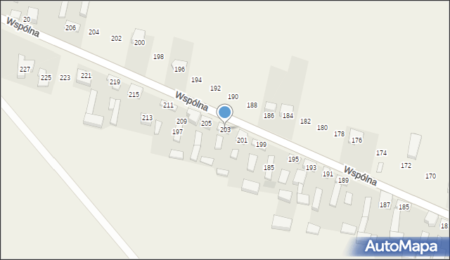 Radziechowice Pierwsze, Wspólna, 203, mapa Radziechowice Pierwsze