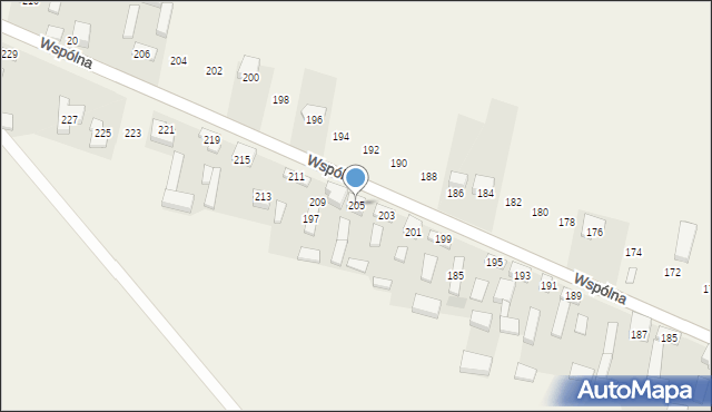 Radziechowice Pierwsze, Wspólna, 205, mapa Radziechowice Pierwsze