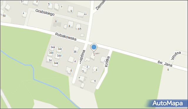 Robakowo, Wspólna, 1, mapa Robakowo